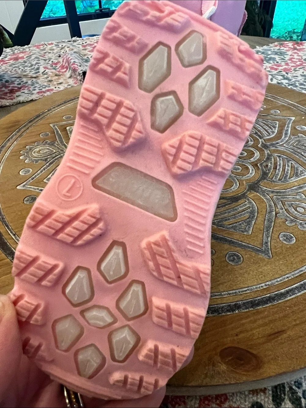 Carters size 7 Kids Pink Winter Boots with strap closure. Adorable calico trim